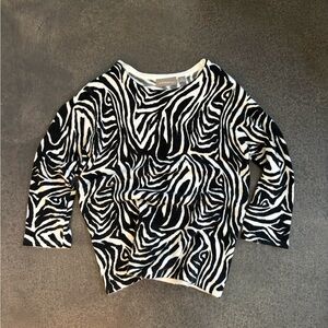 Croft & Barrow Black and White Zebra Print Sweater